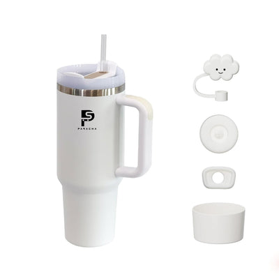 Tumbler with Handle and Straw Lid, 100% Leakproof Stainless Steel Vacuum Insulated Cup Travel Coffee Mug Water Bottle